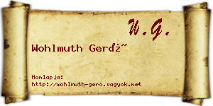 Wohlmuth Gerő névjegykártya